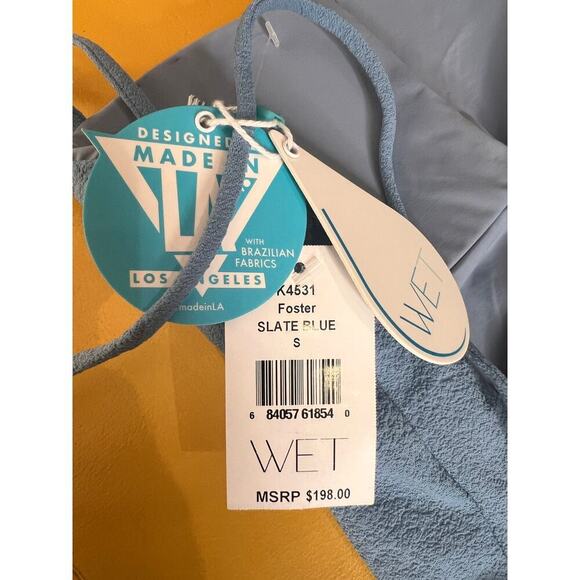 WET Venice Foster Lace-Up One Piece Swimsuit U-Neck Slate Blue Women's Small - Picture 7 of 8
